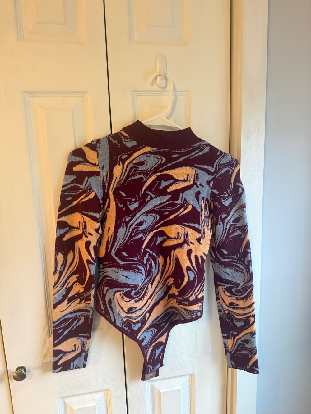 Marbled Print Long Sleeve Bodysuit